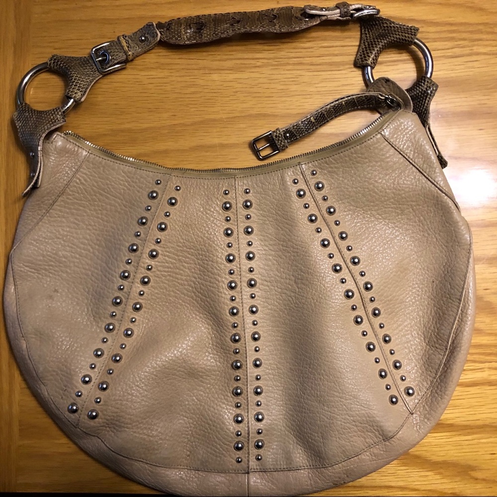 Dolce and Gabbana Snakeskin Studded Handbag